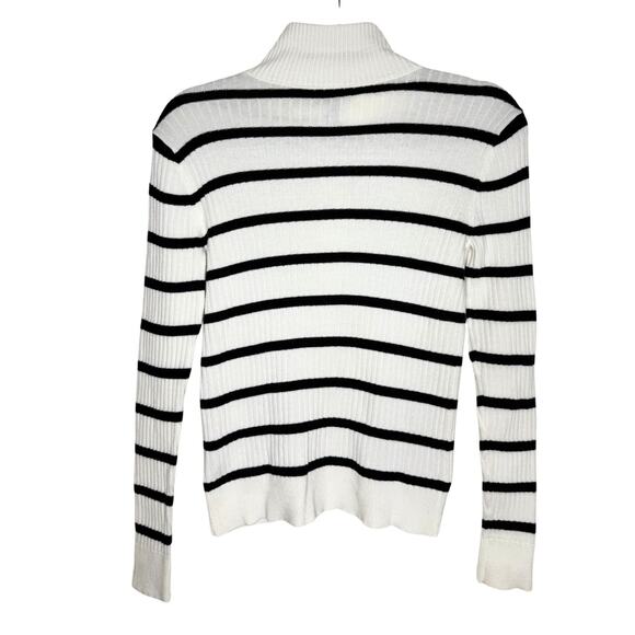 Lauren Ralph Lauren Big Button High Neck Striped Pullover Sweater Small White - Picture 8 of 8